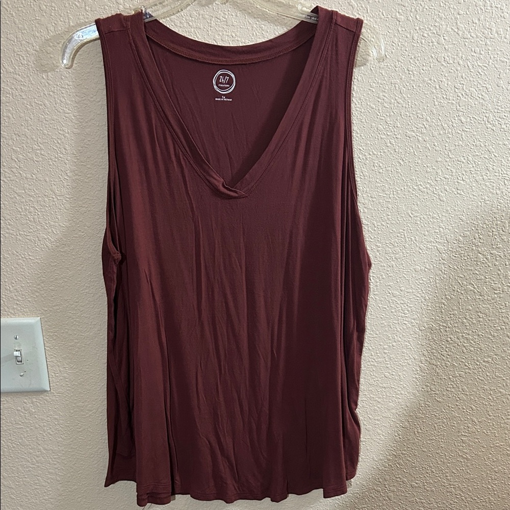 Maurice’s 24/7 V-Neck Tank Top - Burgundy